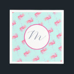 Tropical Monogram Pink Flamingo Watercolor Napkin<br><div class="desc">Celebrate your event with these tropical pink flamingo cocktail napkins designed using unique watercolor art by Victoria Grigaliunas. Personalise with your monogram in a trendy script typography in blue. Shop www.zazzle.com/dotellabelle to see the entire collection and more Christmas in July designs.</div>