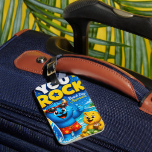 Tropical Monster Friends Summer Travel Adventure Luggage Tag