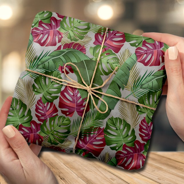 Tropical Monstera and Palm Leaves Tissue Paper (Creator Uploaded)