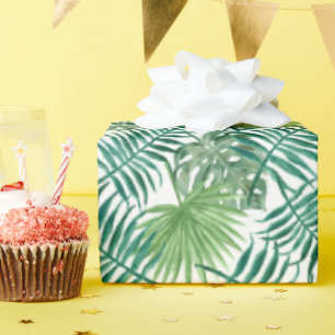 Tropical Monstera and Palm Leaves Wrapping Paper