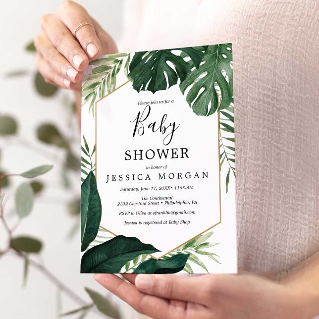 Tropical Monstera Baby Shower Invitation Card (Creator Uploaded)