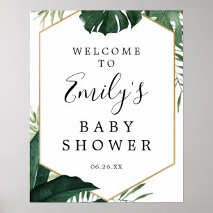 Tropical Monstera Baby Shower Welcome Sign