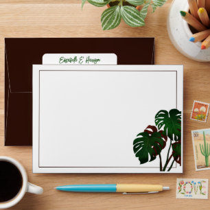 Tropical Monstera Beach Wedding Envelope