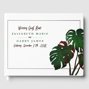 Tropical Monstera Beach Wedding Guest Book