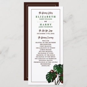 Tropical Monstera Beach Wedding Programme