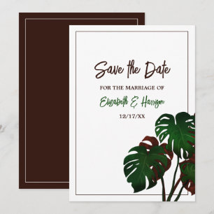 Tropical Monstera Beach Wedding Save The Date