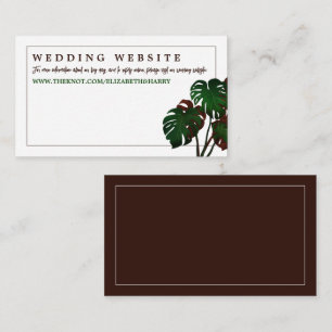 Tropical Monstera Beach Wedding Website Enclosure Card
