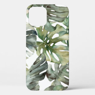 Tropical Monstera Big Watercolor Pattern iPhone 12 Case