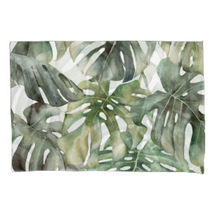 Tropical Monstera Big Watercolor Pattern Pillowcase