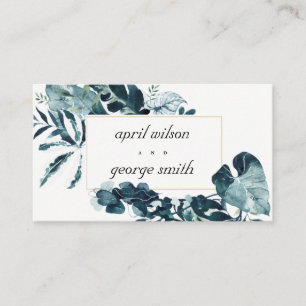 Tropical Monstera Blue Foliage Wedding Website Business Card