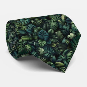 Tropical Monstera Botanical Green Jungle Print Tie