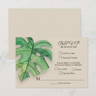 Tropical Monstera Botanical Wedding RSVP Card