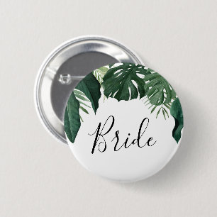 Tropical Monstera Bridal Party Button - Bride