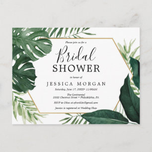 Tropical Monstera Bridal Shower Invitation Postcard