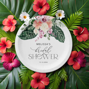 Tropical Monstera Bridal Shower Paper Plate