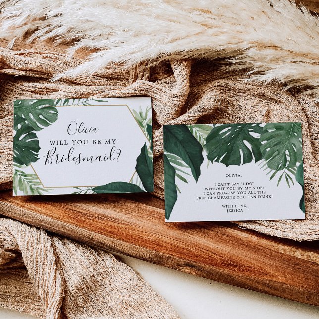 Tropical Monstera Bridesmaid Proposal Card (Creator Uploaded)