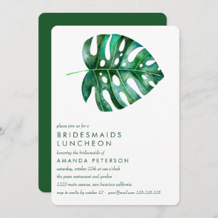 Tropical monstera Bridesmaids Luncheon Wedding Invitation