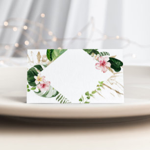 Tropical monstera floral wedding place cards