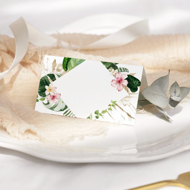 Tropical monstera floral wedding place cards (Creator Uploaded)