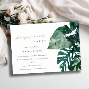 Tropical Monstera Foliage Green Engagement Invite