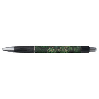 Tropical Monstera Gold Script Name
