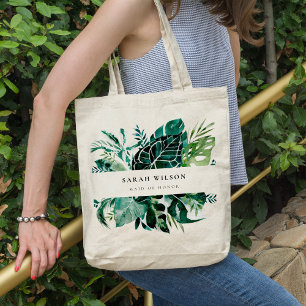 Tropical Monstera Green Fauna Leafy Maid Of Honor Tote Bag
