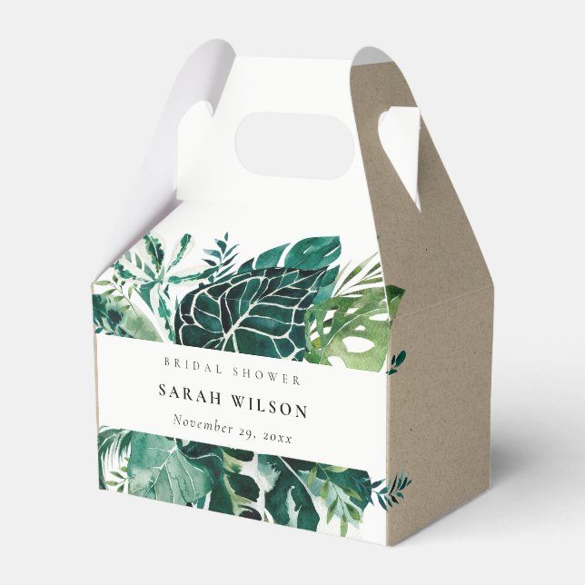 Tropical Monstera Green Foliage Bridal Shower Favour Box (Front Side)
