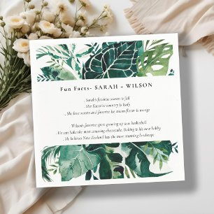 Tropical Monstera Green Foliage Wedding Fun Facts Napkin