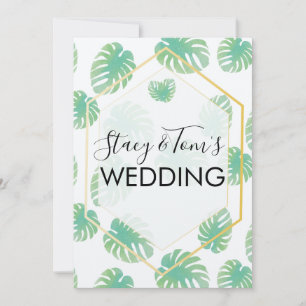 Tropical Monstera Hand Drawn Botany Wedding Earthy Invitation
