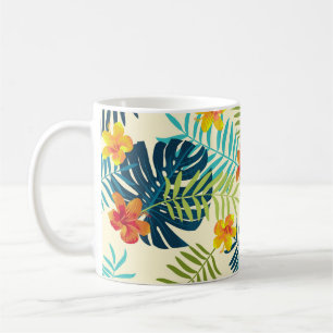 Tropical Monstera Hibiscus Summer Pattern Coffee Mug