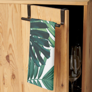 Tropical Monstera Jungle Leaves 1 Tea Towel