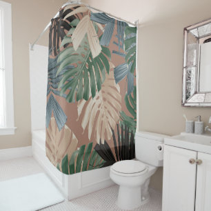 Tropical Monstera Jungle Leaves 2 Shower Curtain