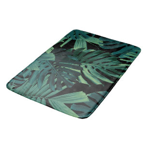 Tropical Monstera Jungle Night Leaves 1 Bath Mat