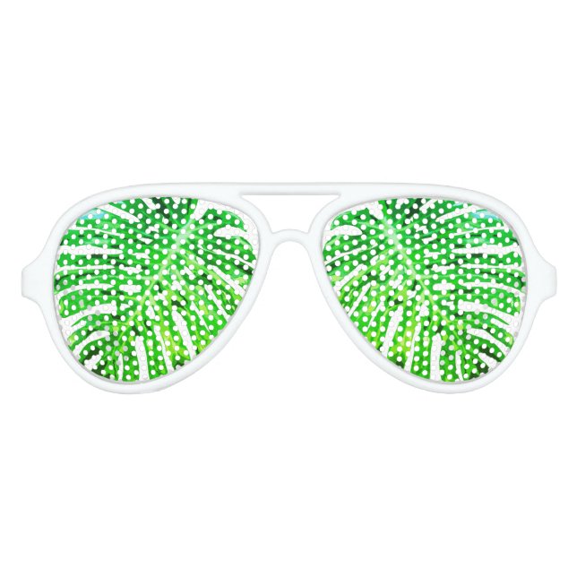 Tropical Monstera Leaf Aviator Sunglasses (Front)