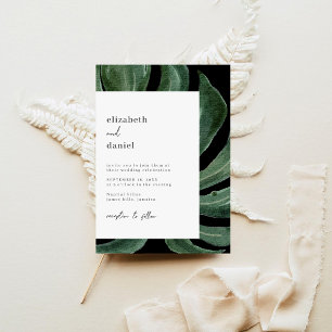 Tropical Monstera Leaf Destination Wedding Invitation