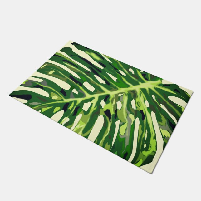 Tropical Monstera Leaf Doormat (Angled)