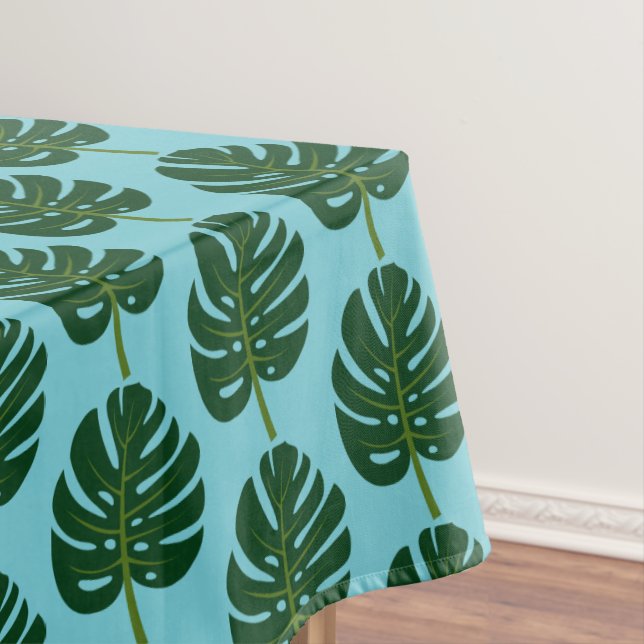 Tropical Monstera leaf floral pattern tablecloth (In Situ)
