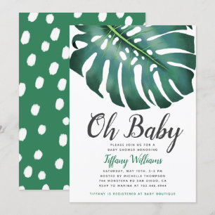 Tropical Monstera Leaf Gender Neutral Baby Shower Invitation