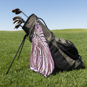 Tropical Monstera Leaf in Purple Golf Towel