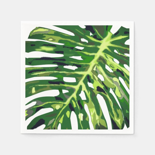 Tropical Monstera Leaf Napkins - Exotic Vacation (Front)