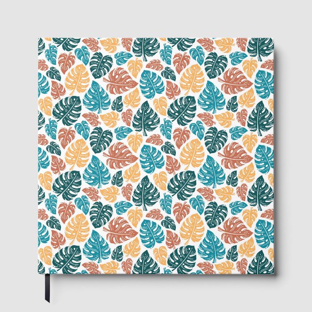 Tropical Monstera Leaf Pattern – Colourful Nature  Guest Book (Front)