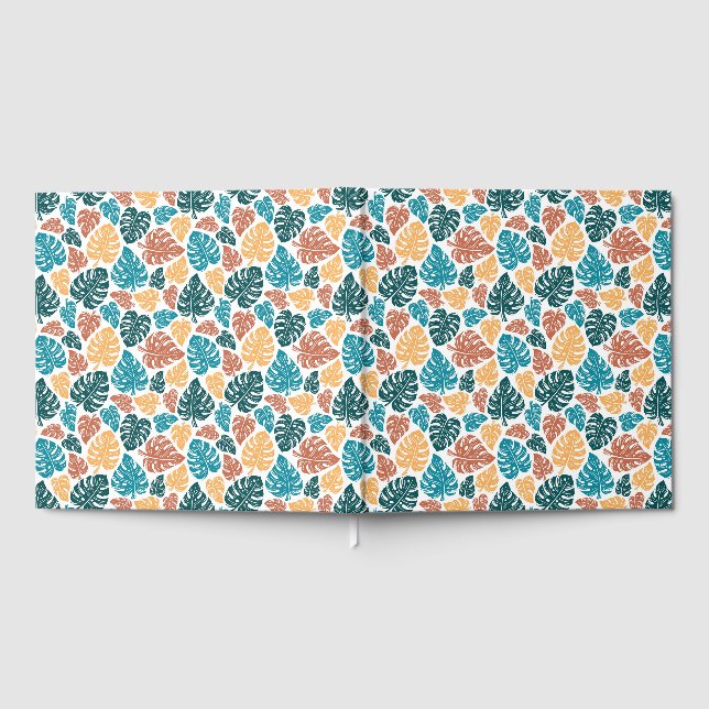 Tropical Monstera Leaf Pattern – Colourful Nature  Guest Book (Full)