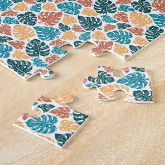Tropical Monstera Leaf Pattern – Colourful Nature Jigsaw Puzzle