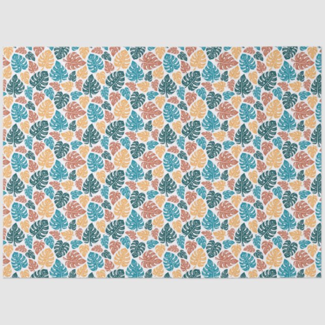Tropical Monstera Leaf Pattern – Colourful Nature  Tissue Paper (Front)