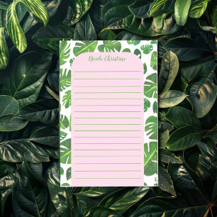 Tropical Monstera Leaf Pattern CUSTOMIZED Lined Post-it Notes