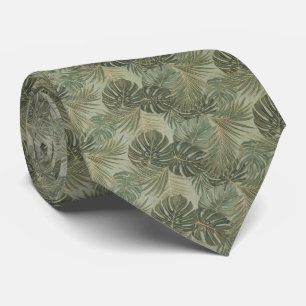 Tropical Monstera Leaf Pattern Tie