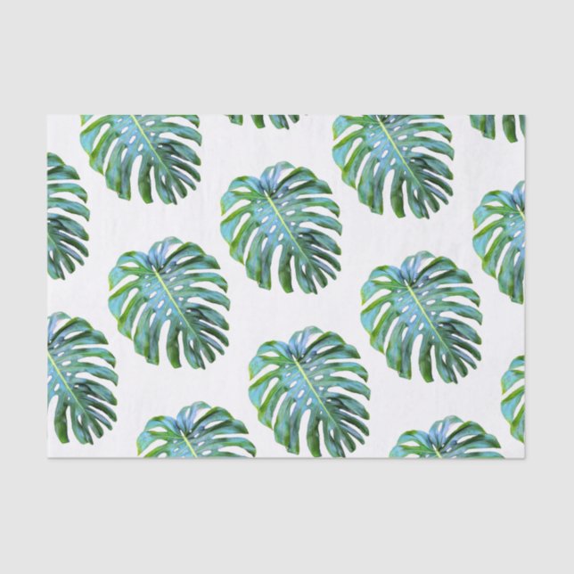 Tropical Monstera Leaf Photograph Greenery Tissue Paper (Front)