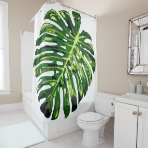 Tropical Monstera Leaf Shower Curtain