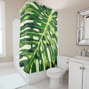Tropical Monstera Leaf Shower Curtain - Nature