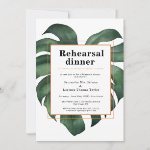 Tropical Monstera Leaf Wedding Rehearsal Invitation